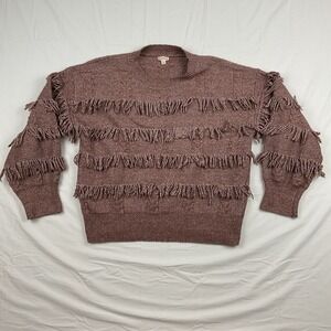Antrhopologie‎ Hem And Thread Sweater Mauve Knit Pullover Boho Cozy Womens Large